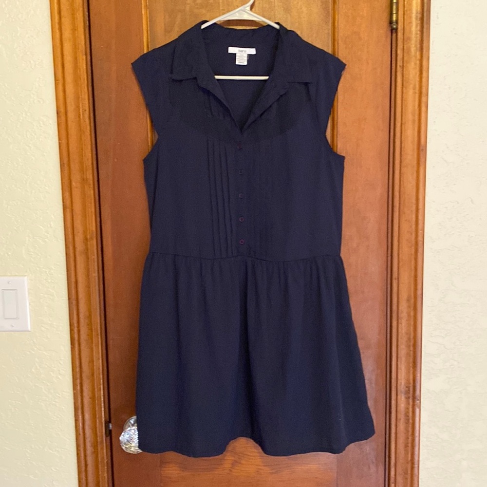Navy blue vintage-style dress with sheer western-style detail. Size Small.